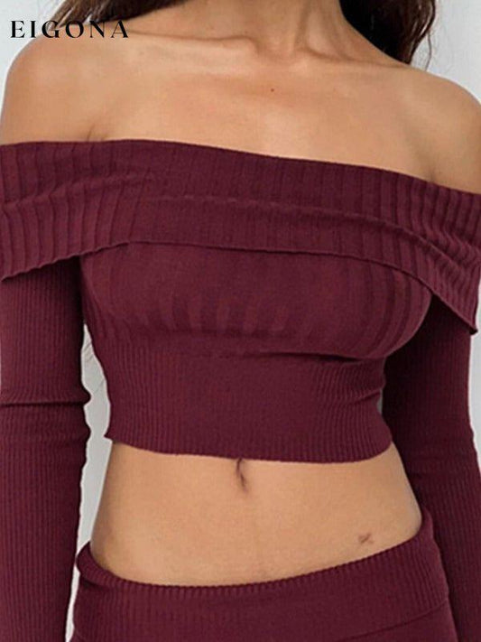 Sexy hot girl's crop top collared long-sleeved sweater Red clothes crop top croptop long sleeve shirt long sleeve shirts shirt shirts