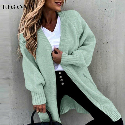Casual Loose Solid Cardigan Green cardigan cardigans clothes tops