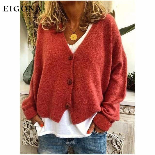 Fashion Casual V-Neck Coat Orange Red also bought Best Sellings cardigan cardigans clothes Plus Size Sale tops Topseller