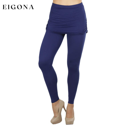 Women's Cotton-Blend Shirred Sides Skirted Ultra Smooth Leggings Navy __stock:100 bottoms refund_fee:1200