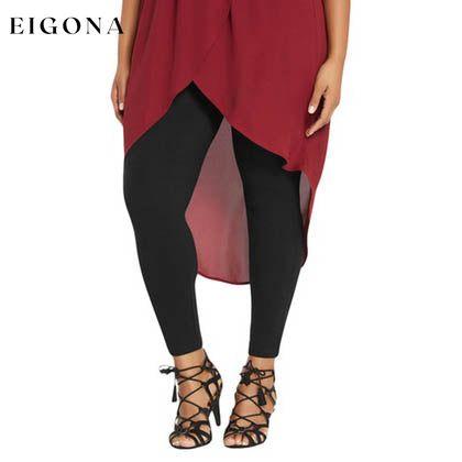 Women's Skinny Fit Cotton Full Length Leggings - Regular and Plus Sizes Black __stock:100 bottoms refund_fee:800 show-color-swatches