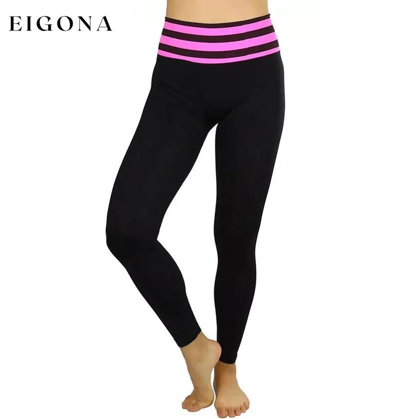 Women's Active Seamless Leggings with High Striped Waistband Pink bottoms refund_fee:800 show-color-swatches
