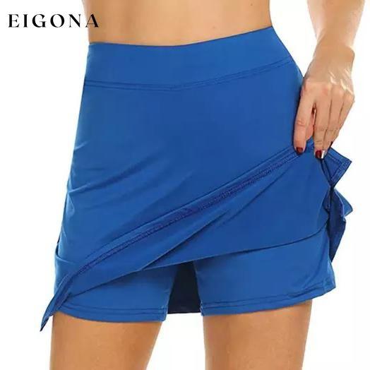 Women’s Active Stretch Running Sports Tennis Skirt Blue __stock:100 bottoms refund_fee:800