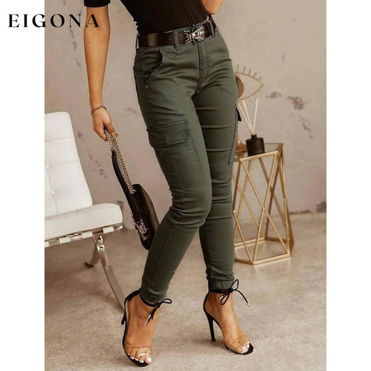 Women's Basic Essential Casual Sporty Tactical Cargo Trousers Green __stock:200 bottoms refund_fee:1200 show-color-swatches