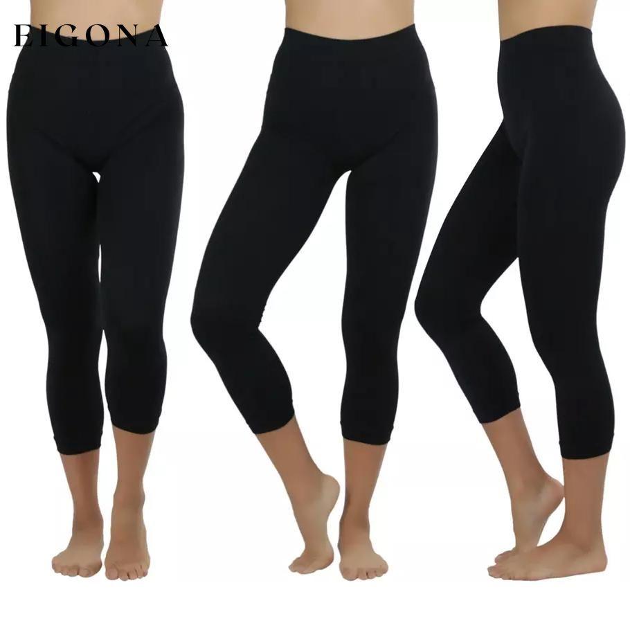 Women's Capri Seamless Lightweight Stretch Leggings Black __stock:350 bottoms refund_fee:800
