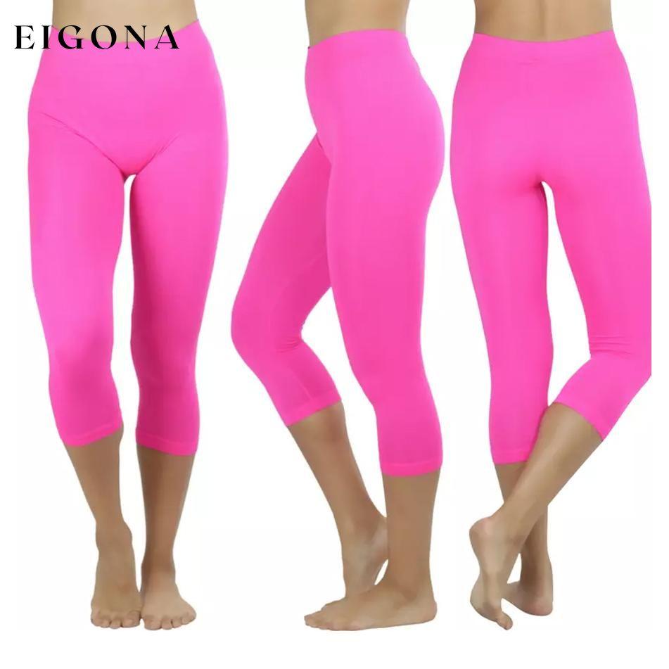 Women's Capri Seamless Lightweight Stretch Leggings Hot Pink __stock:350 bottoms refund_fee:800