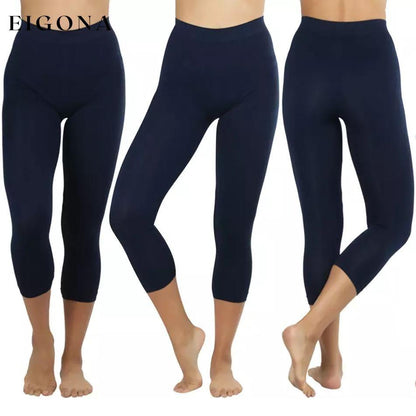 Women's Capri Seamless Lightweight Stretch Leggings Navy __stock:350 bottoms refund_fee:800