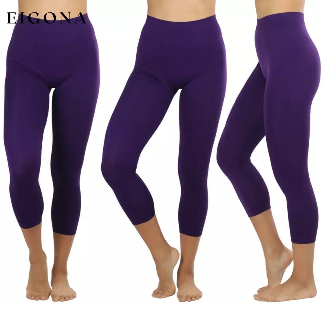 Women's Capri Seamless Lightweight Stretch Leggings Purple __stock:350 bottoms refund_fee:800