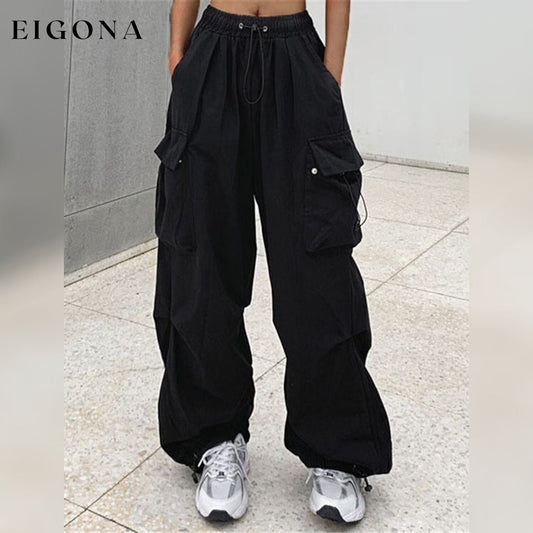 Women's Cargo Baggy Pants High Waist Black __stock:200 bottoms refund_fee:1200