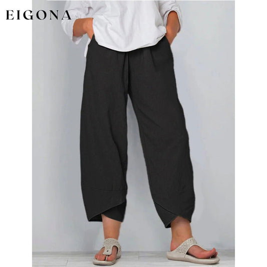 Women's Casual Plus Size Cotton Pants Black __stock:200 bottoms refund_fee:1200