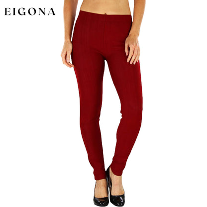 Women's Easy Pull-On Denim Skinny Fit Comfort Stretch Jeggings Burgundy __stock:100 bottoms refund_fee:800 show-color-swatches