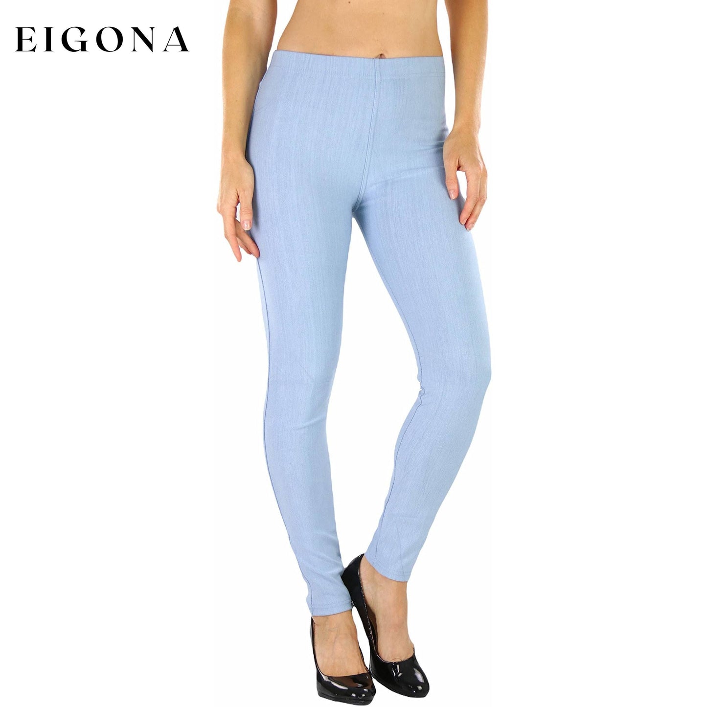 Women's Easy Pull-On Denim Skinny Fit Comfort Stretch Jeggings Dusty Blue __stock:100 bottoms refund_fee:800 show-color-swatches