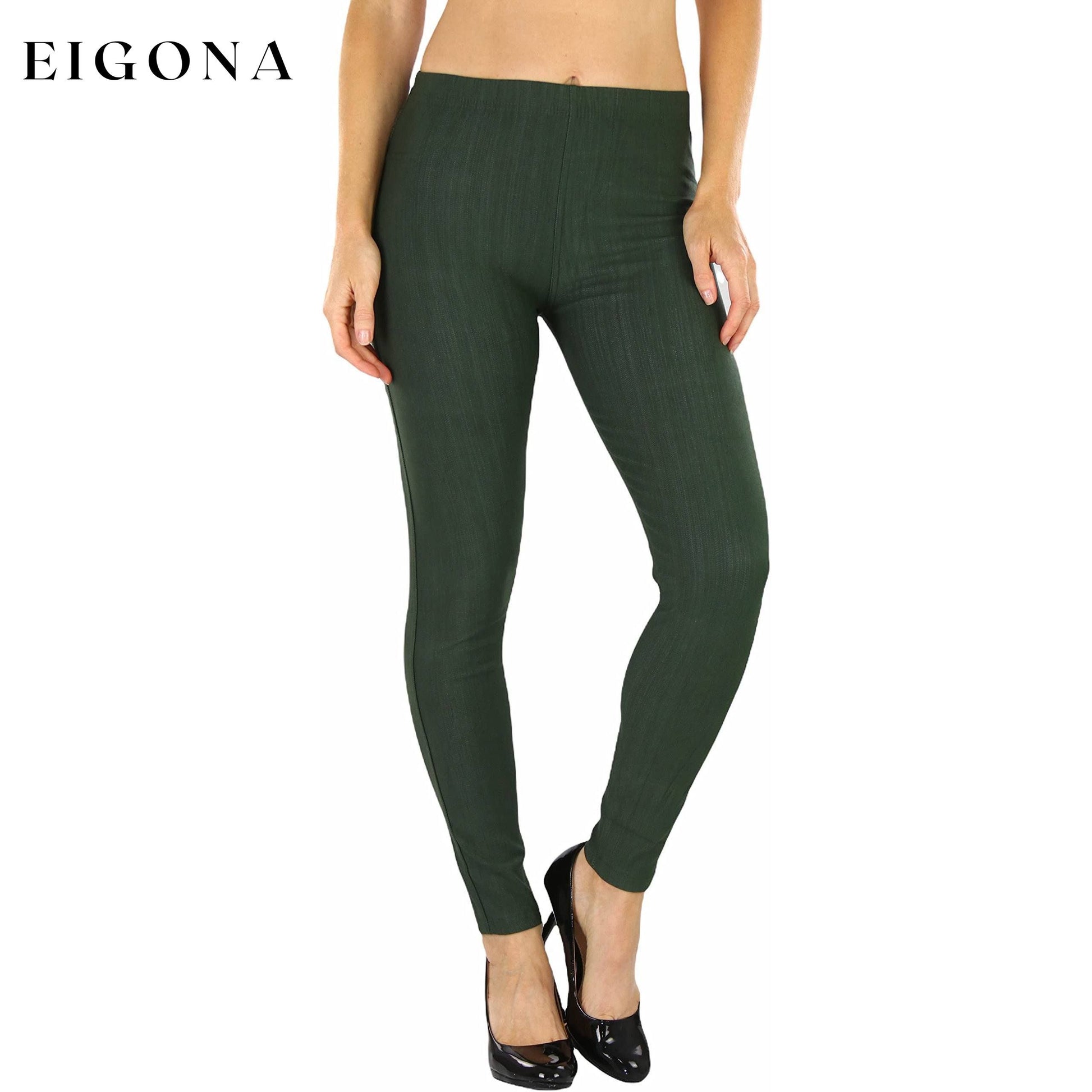 Women's Easy Pull-On Denim Skinny Fit Comfort Stretch Jeggings Forest Green __stock:100 bottoms refund_fee:800 show-color-swatches