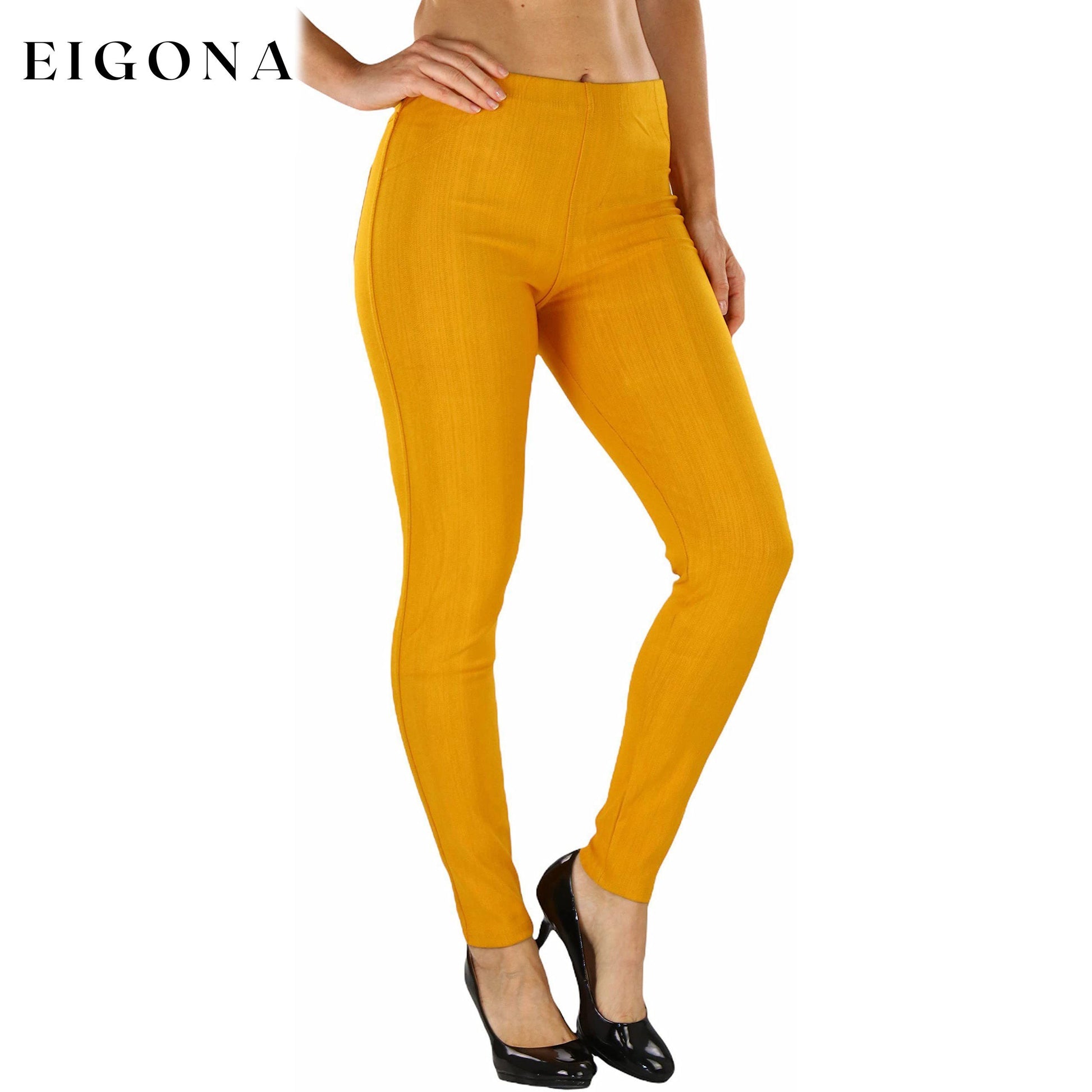 Women's Easy Pull-On Denim Skinny Fit Comfort Stretch Jeggings Mustard __stock:100 bottoms refund_fee:800 show-color-swatches