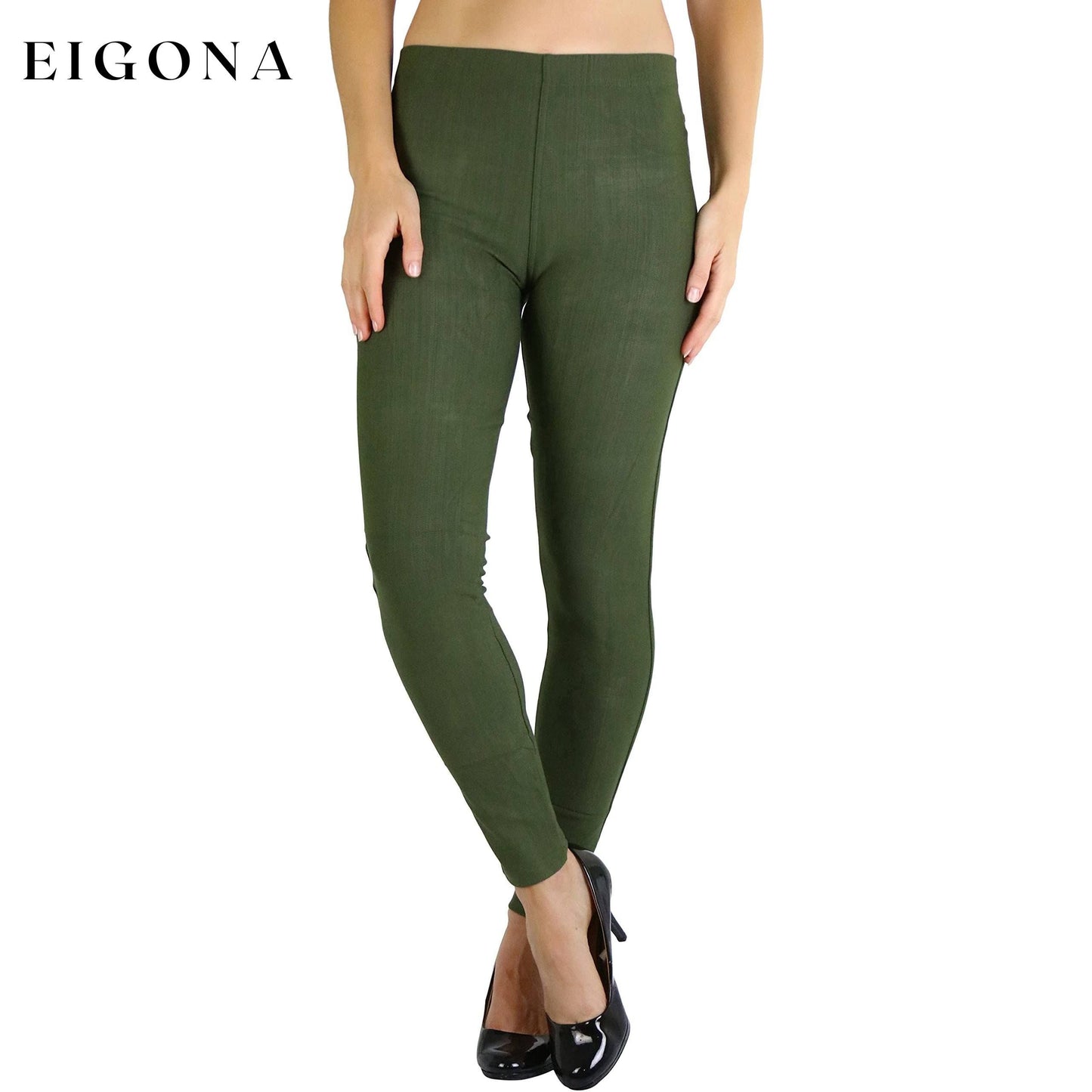 Women's Easy Pull-On Denim Skinny Fit Comfort Stretch Jeggings Olive __stock:100 bottoms refund_fee:800 show-color-swatches