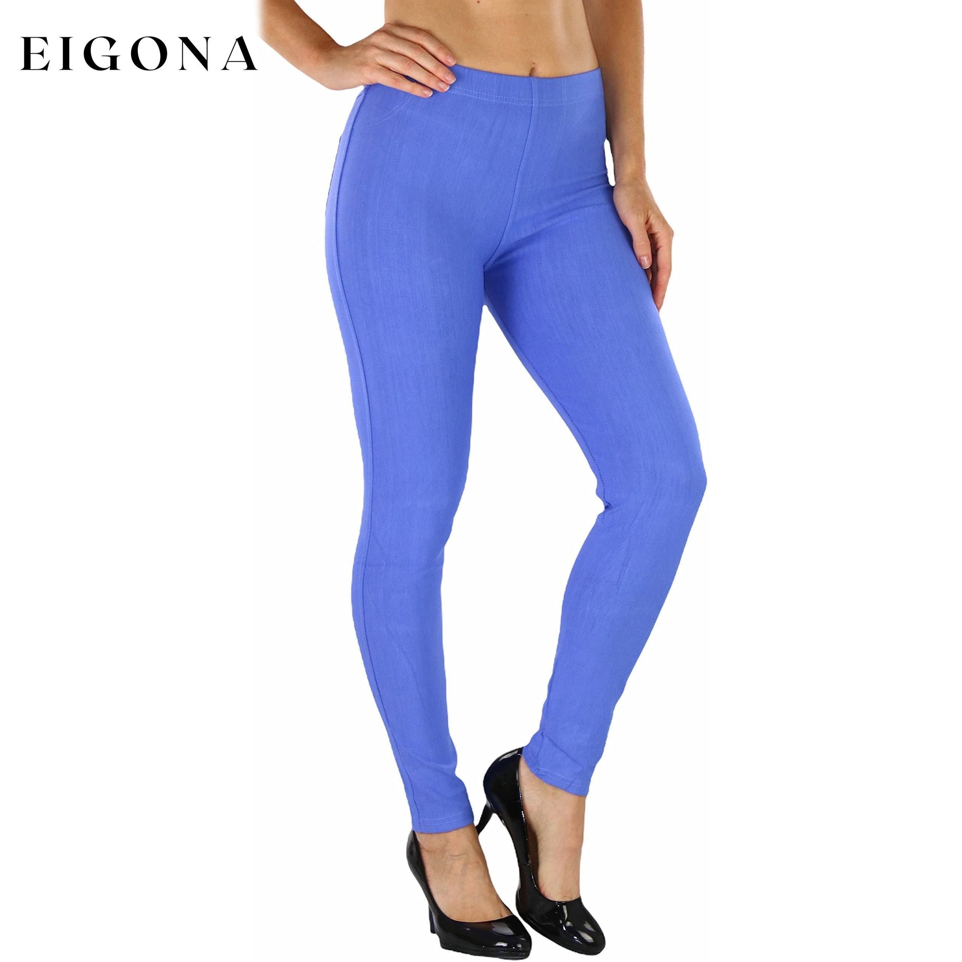 Women's Easy Pull-On Denim Skinny Fit Comfort Stretch Jeggings Periwinkle __stock:100 bottoms refund_fee:800 show-color-swatches