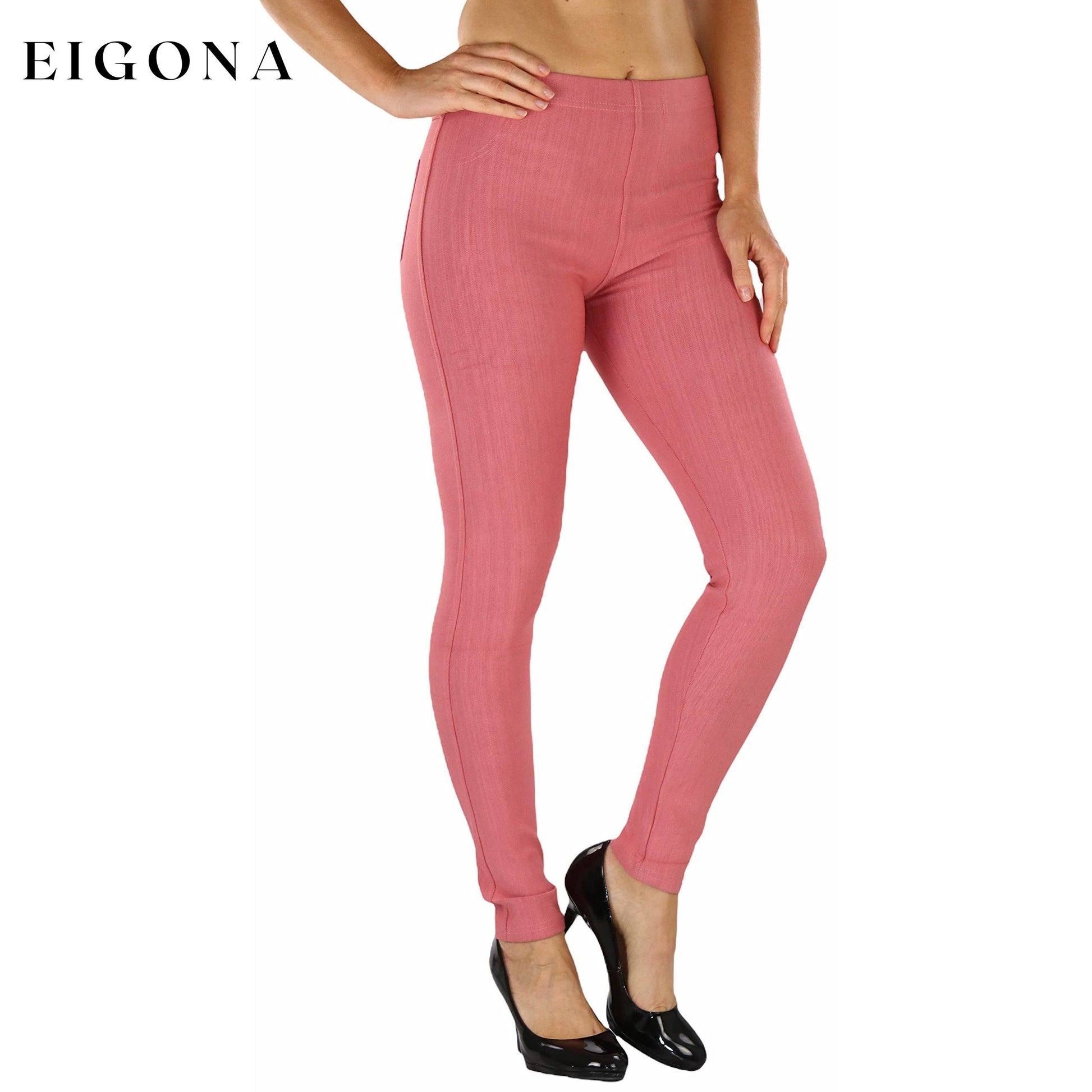 Women's Easy Pull-On Denim Skinny Fit Comfort Stretch Jeggings Rose __stock:100 bottoms refund_fee:800 show-color-swatches