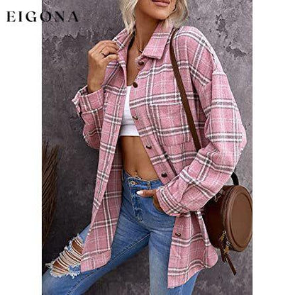 Women's Fall Clothes Plaid Jacket Long Sleeve __stock:200 clothes refund_fee:1200 tops