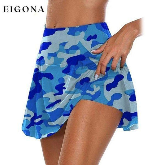 Women's Fashion Camouflage Print Athletic Skirt Blue __stock:200 bottoms refund_fee:800