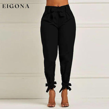 Women's Fashion Drawstring Ankle Trousers Black __stock:200 bottoms refund_fee:1200