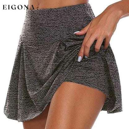 Women's High Waist Active Skirt With Built-In Shorts Gray bottoms refund_fee:800