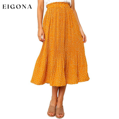 Womens High Waist Polka Dot Pleated Skirt Yellow __stock:200 bottoms refund_fee:1200