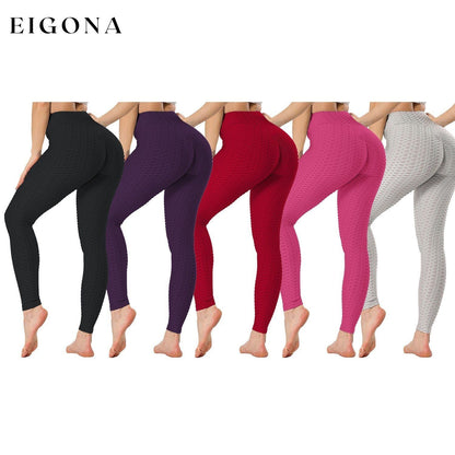 Women's High Waist Textured Butt Lifting Slimming Workout Leggings Tights Pants __stock:100 bottoms refund_fee:800