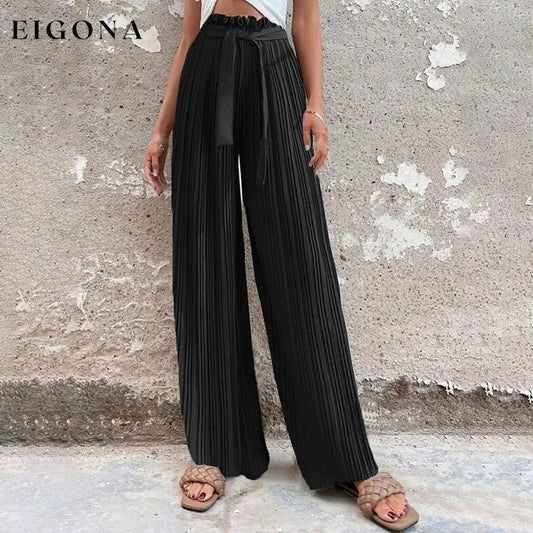 Women's High-Waisted Straight-Leg Strappy Pants Black __stock:200 bottoms