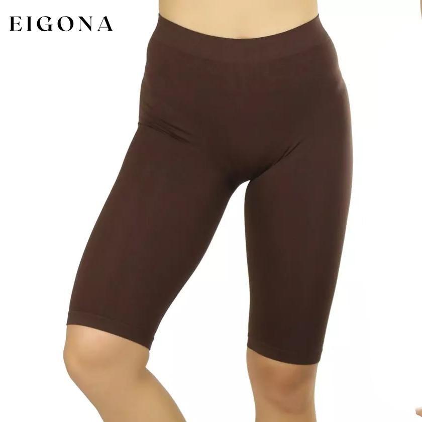 Women's Nylon Above Knee-Length Legging Shorts Brown __stock:350 bottoms refund_fee:800