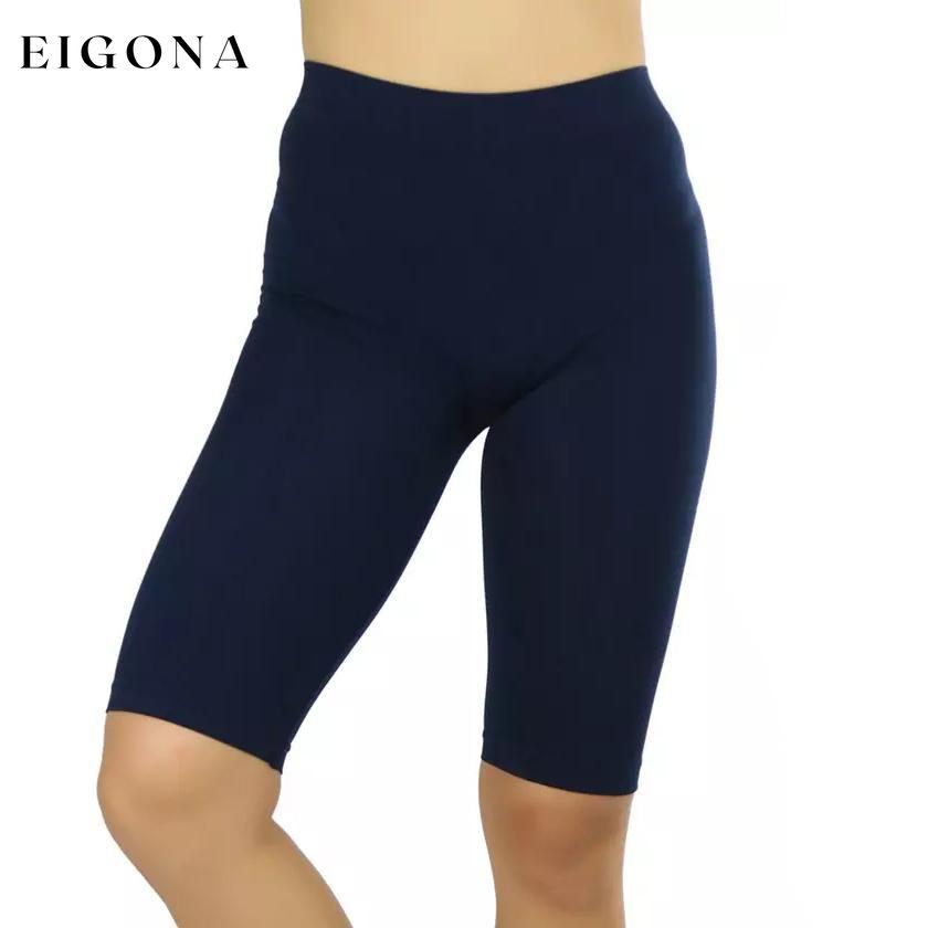 Women's Nylon Above Knee-Length Legging Shorts Navy __stock:350 bottoms refund_fee:800