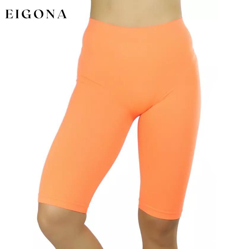 Women's Nylon Above Knee-Length Legging Shorts Neon Orange __stock:350 bottoms refund_fee:800