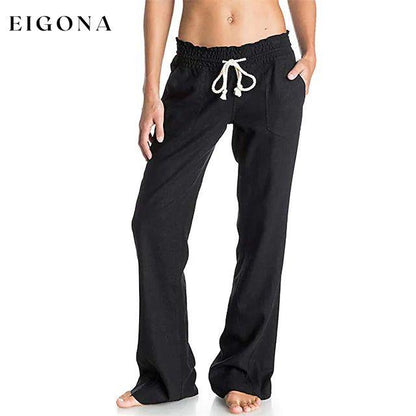 Women's Simple Comfortable Breathable Trousers Black __stock:200 bottoms refund_fee:1200