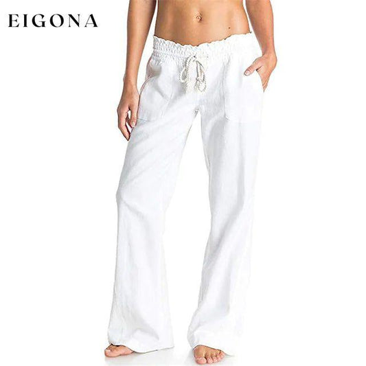 Women's Simple Comfortable Breathable Trousers White __stock:200 bottoms refund_fee:1200