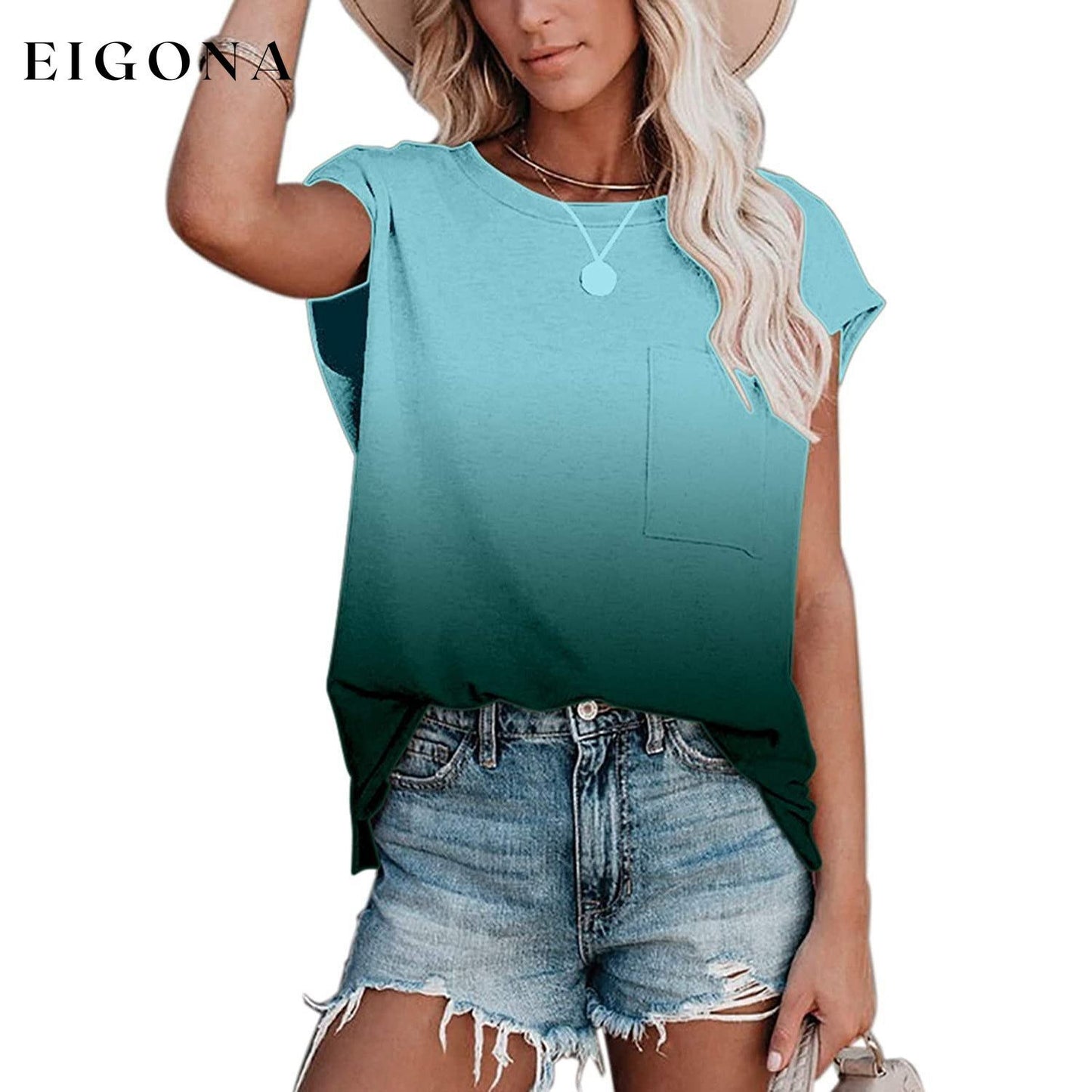 Women's Summer Casual Shirts Short Sleeves Green __stock:200 clothes refund_fee:800 tops