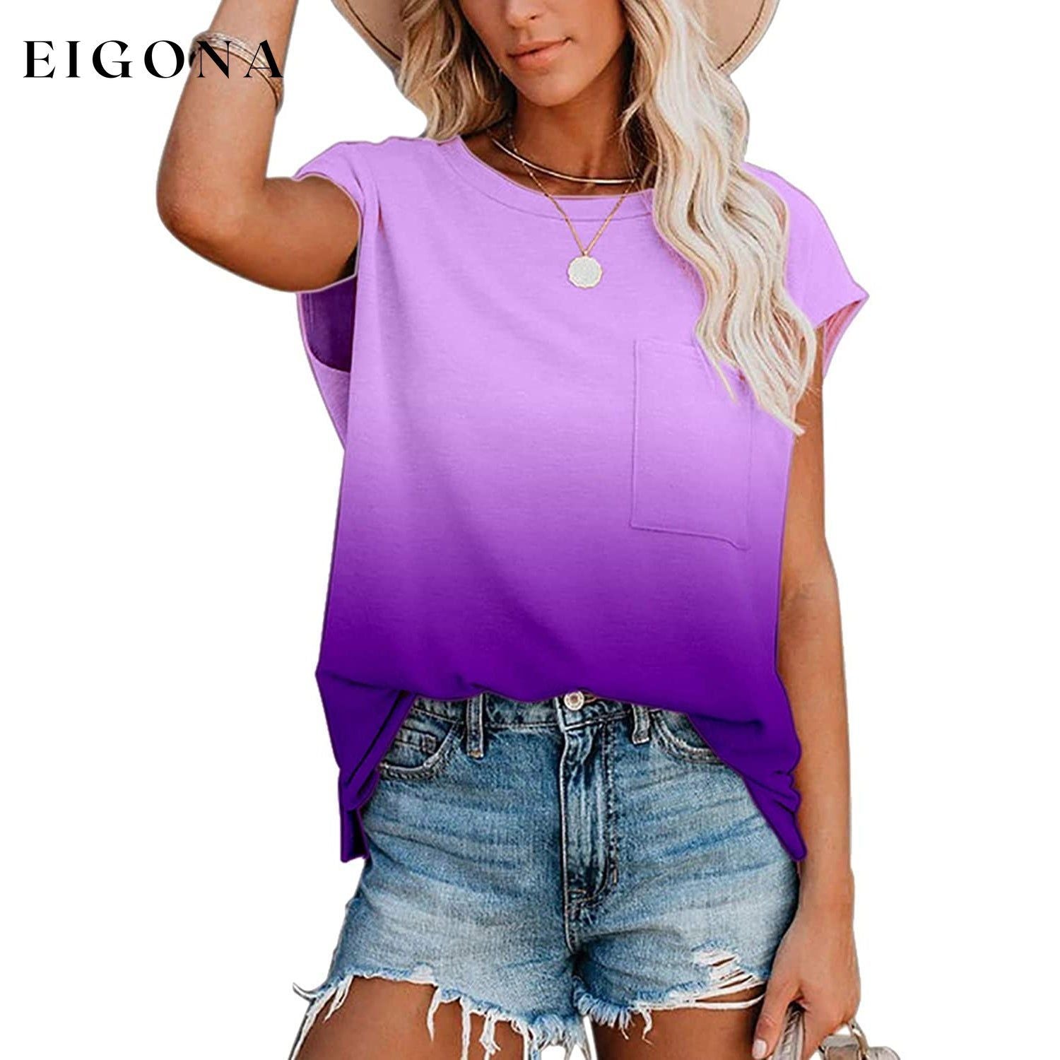 Women's Summer Casual Shirts Short Sleeves Purple __stock:200 clothes refund_fee:800 tops