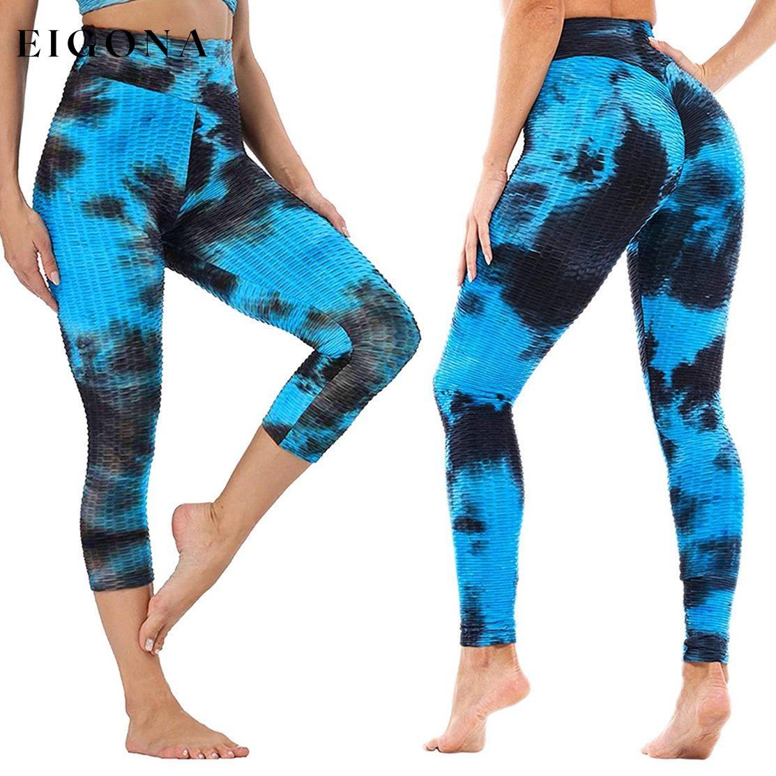 Women's Tie Dye High Waist Tummy Control Butt Lift Yoga Pants Workout Leggings Dark Blue __stock:100 bottoms refund_fee:800