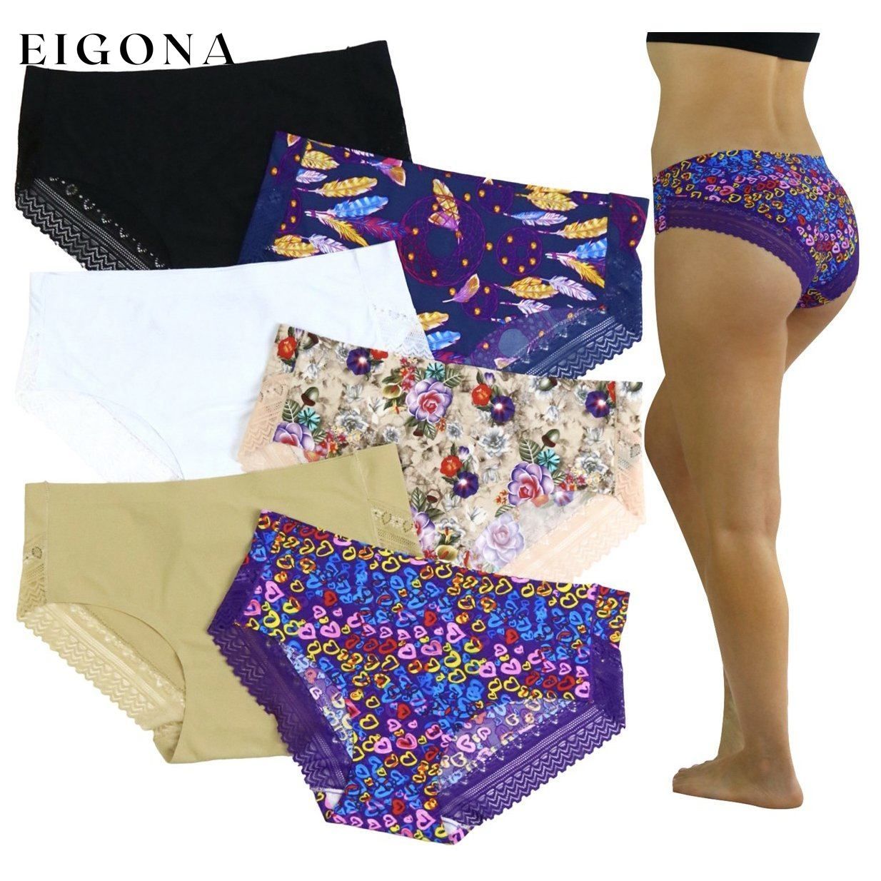 6-Pack: Women's Mid Rise Bikini No Show Panties Set 2 __stock:550 lingerie refund_fee:1200