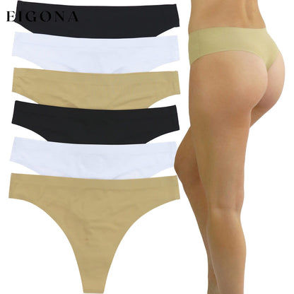 6-Pack: Women's Solid Classic Assortment Thongs __stock:100 lingerie Low stock refund_fee:1200