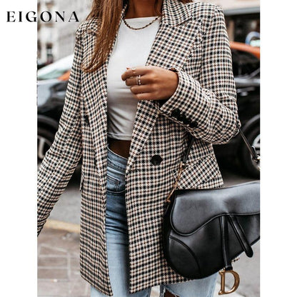 Women's Blazer Casual Jacket Long Sleeve Plaid Check Quilted __stock:200 Jackets & Coats refund_fee:1200