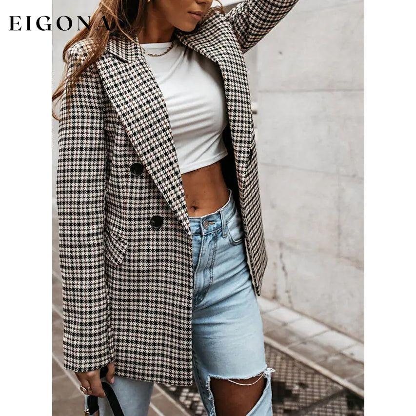 Women's Blazer Casual Jacket Long Sleeve Plaid Check Quilted __stock:200 Jackets & Coats refund_fee:1200