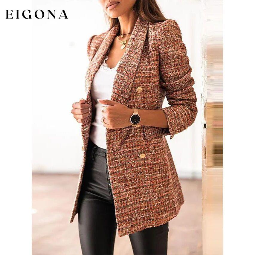 Women's Blazer Casual Jacket Brown __stock:200 Jackets & Coats refund_fee:1200