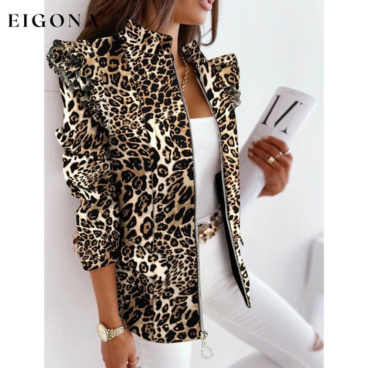 Women's Blazer Formal Casual Leopard __stock:200 Jackets & Coats refund_fee:1200