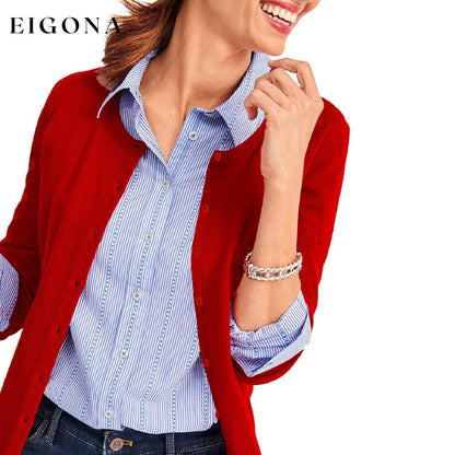 Women's Button Down Crew Neck Long Sleeve Soft Knit Cardigan Sweaters __stock:500 Jackets & Coats Low stock refund_fee:800