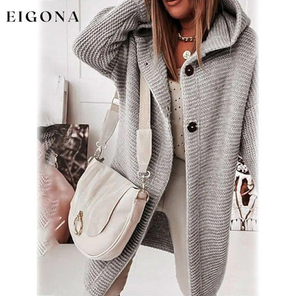 Women's Button Knitted Cardigan Sweater Gray __stock:200 Jackets & Coats refund_fee:1200