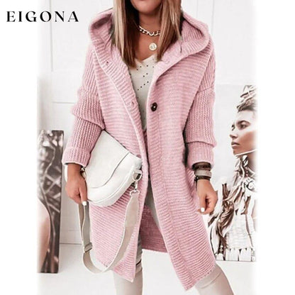 Women's Button Knitted Cardigan Sweater Pink __stock:200 Jackets & Coats refund_fee:1200