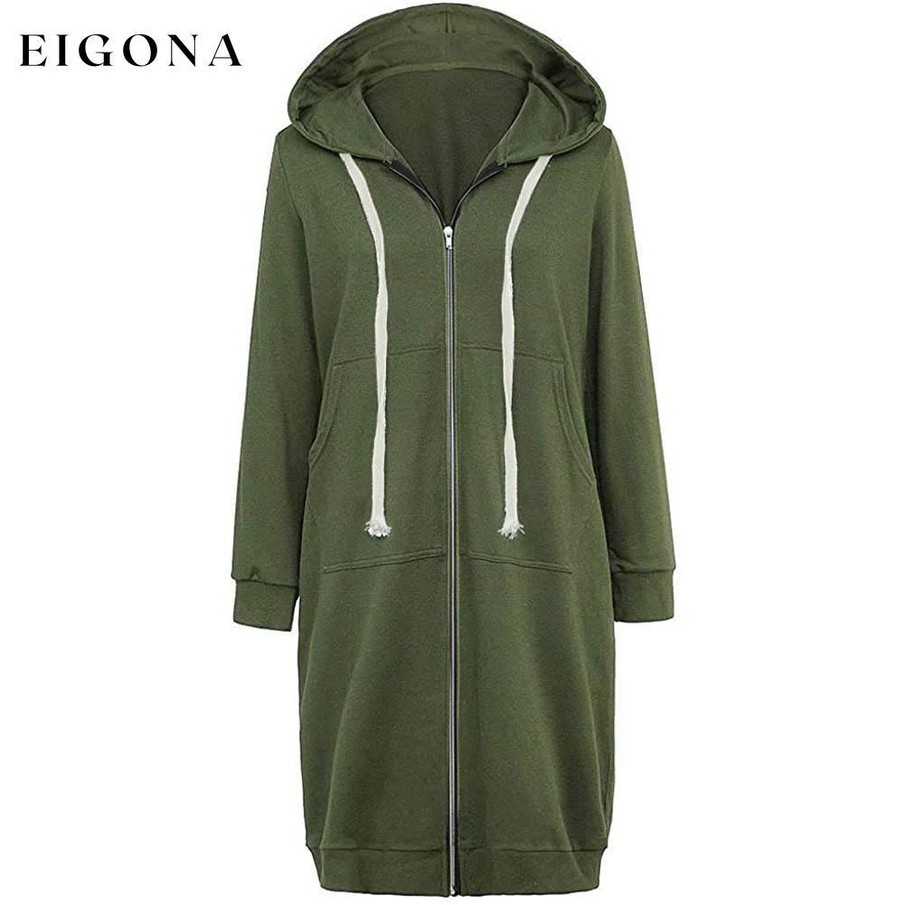 Women's Casual Zip up Hoodies Long Tunic Sweatshirts Jackets Fashion Plus Size Hoodie with Pockets Army Green __stock:100 Jackets & Coats refund_fee:1200