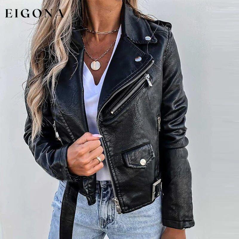 Women's Faux Modern Street Style Leather Jacket Black __stock:200 Jackets & Coats refund_fee:1200