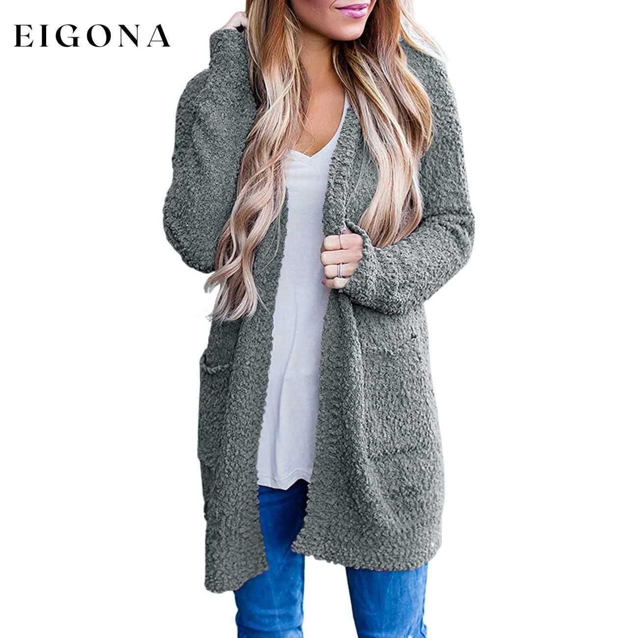 Women's Long-Sleeved Soft Chunky Knitted Sweater Gray __stock:500 Jackets & Coats refund_fee:1200