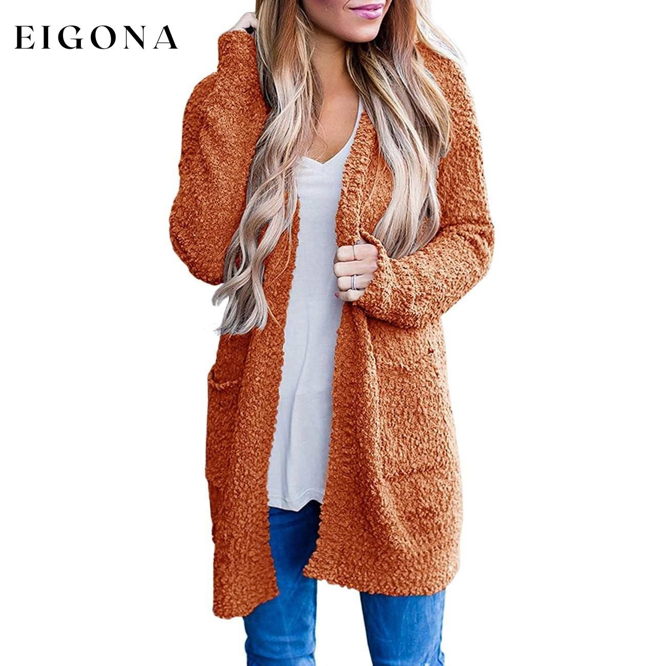 Women's Long-Sleeved Soft Chunky Knitted Sweater Orange __stock:500 Jackets & Coats refund_fee:1200