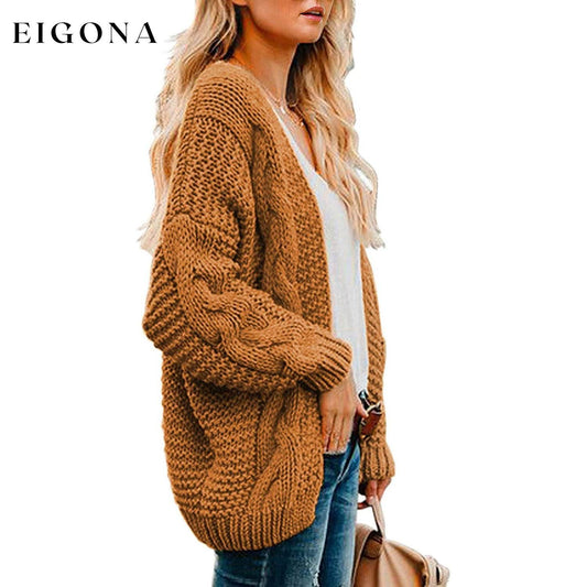 Womens Open Front Long Sleeve Chunky Knit Cardigan Sweaters Loose Outwear Coat __stock:500 Jackets & Coats refund_fee:1200
